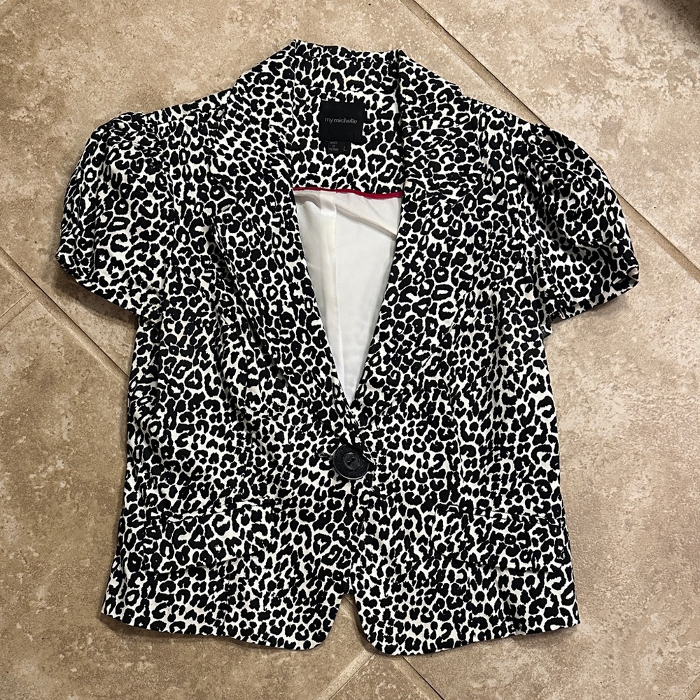 Black and White Leopard Print Women's Jacket